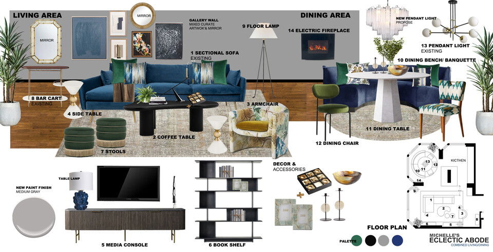 Diseño de Apartamento Ecléctico, Acogedor y Cálido Moodboard 1 de Ibrahim H.