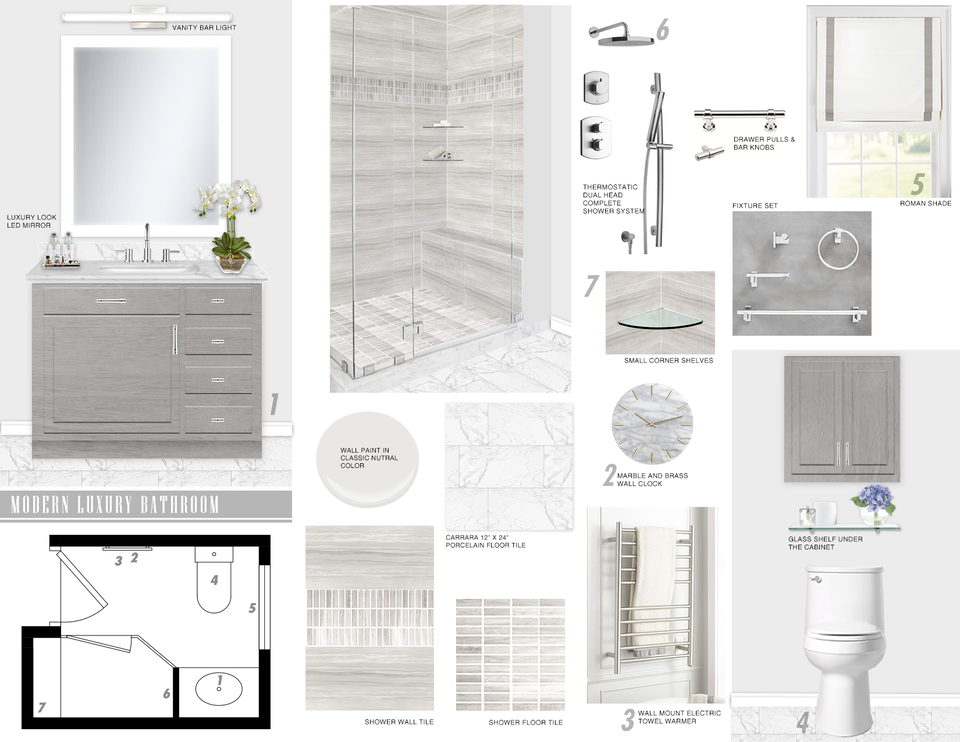 White Clean Tiny Bathroom Picharat A.  Moodboard 1 thumb