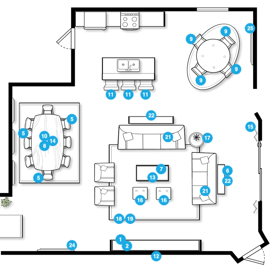 Online Designer Combined Living/Dining Floorplan