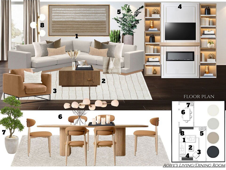 Chic & Cozy Living & Dining Room Design Kamila A. Moodboard 1 thumb