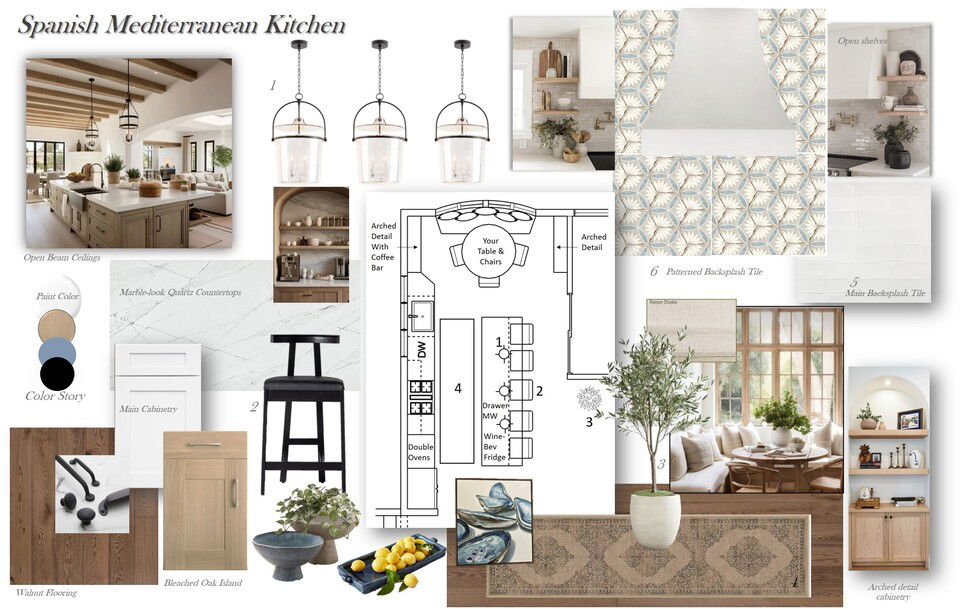 Sophisticated Spanish Mediterranean Home Design Wanda P. Moodboard 1 thumb