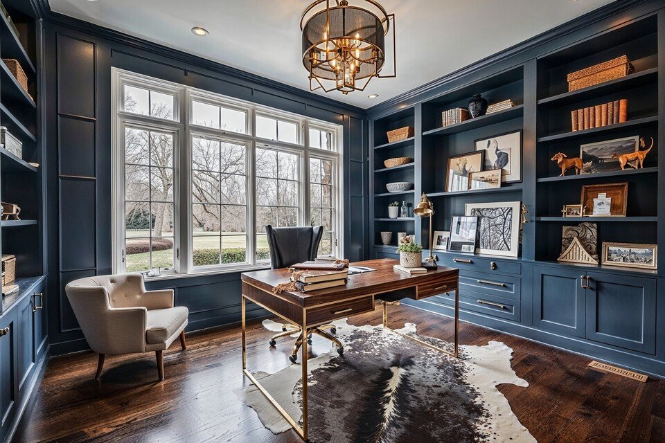 Classy Transitional Home Office Design