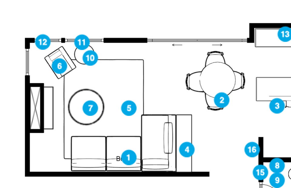 Online Designer Combined Living/Dining Floorplan