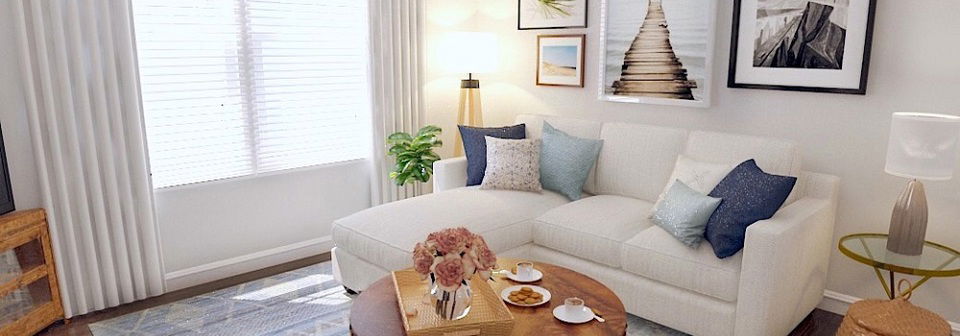 White Coastal Small Living Room- After Rendering