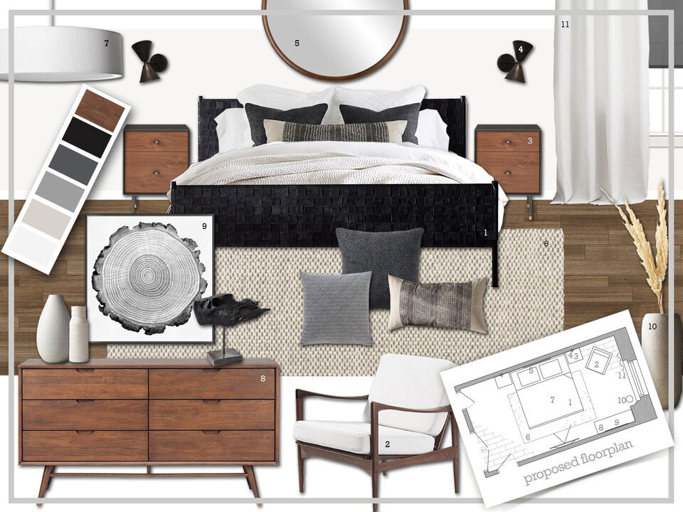 Classic Mid-Century Modern Bedroom Design Dragana V. Moodboard 2 thumb