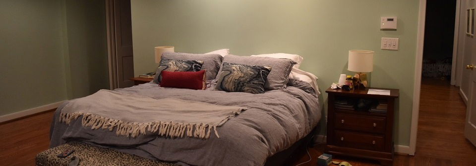 Glam Bedroom with Light Green Walls- Before Photo
