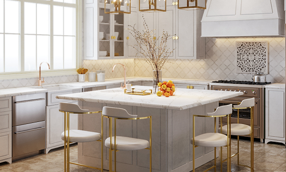 Elegant and Light Kitchen Design by interior designers in Killeen, Texas