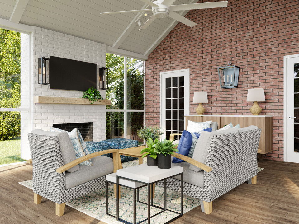 Eclectic Red Brick Accent Outdoor Design