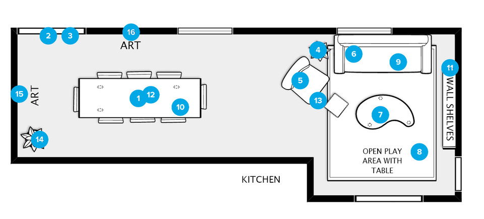 Online Designer Combined Living/Dining Floorplan