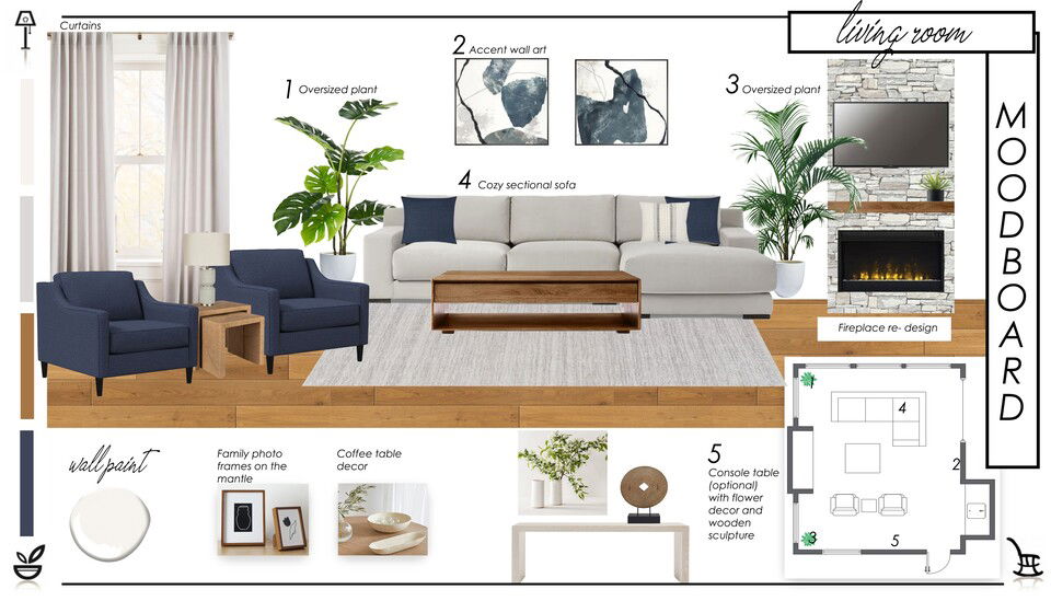 Sala de estar atemporal, cómoda y funcional Lidija P. Moodboard 2 miniatura