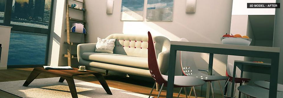Minimalistic Living Room Design- After Rendering