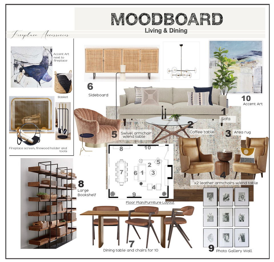 Mid-Century Living and Dining Room Design Marine H. Moodboard 1 thumb