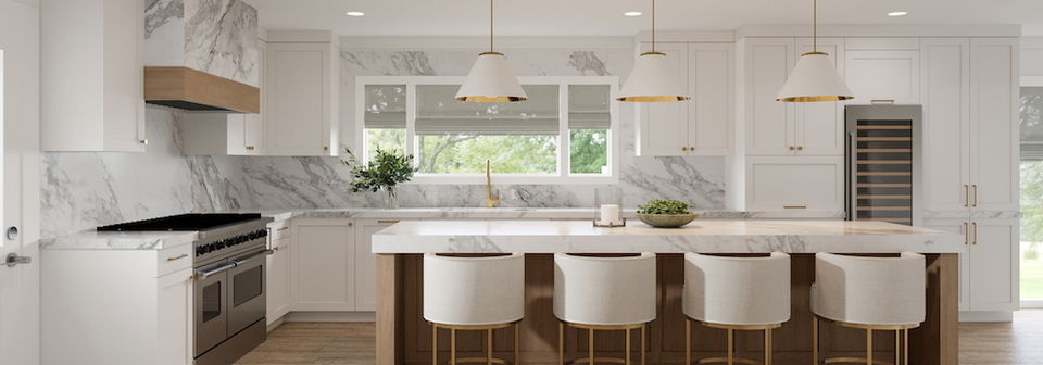 White Modern Kitchen Remodel- After Rendering