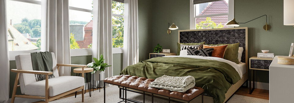 Relaxing Green Bedroom Design- After Rendering