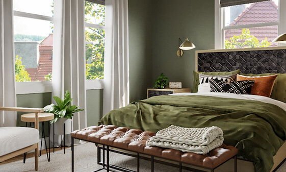 Relaxing Green Bedroom Design