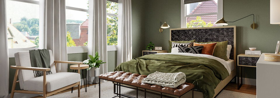 Relaxing Green Bedroom Design