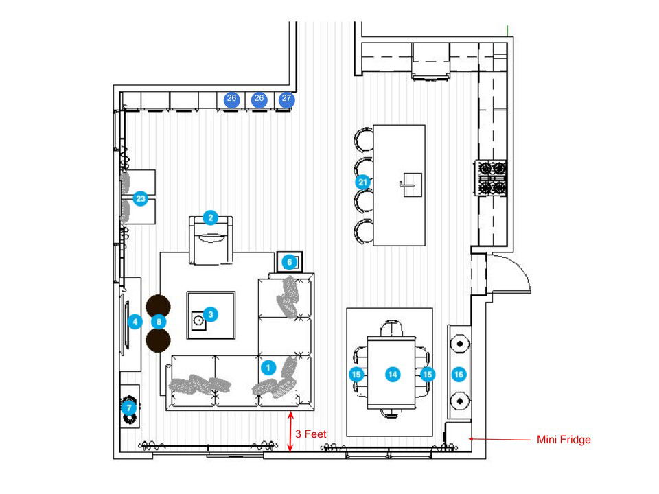 Online Designer Combined Living/Dining Floorplan