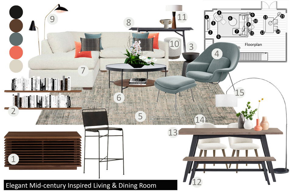 Online Designer Combined Living/Dining Interior Design Ideas