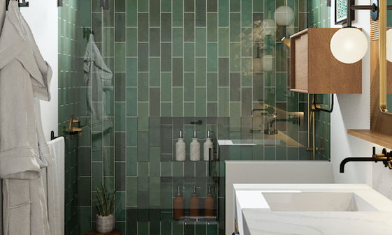 Masculine & Comfortable Bathroom Renovation by affordable Hayward interior designers