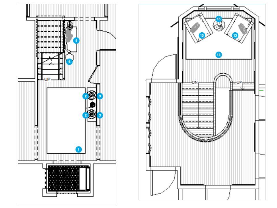 Plano de planta de sala de estar en línea