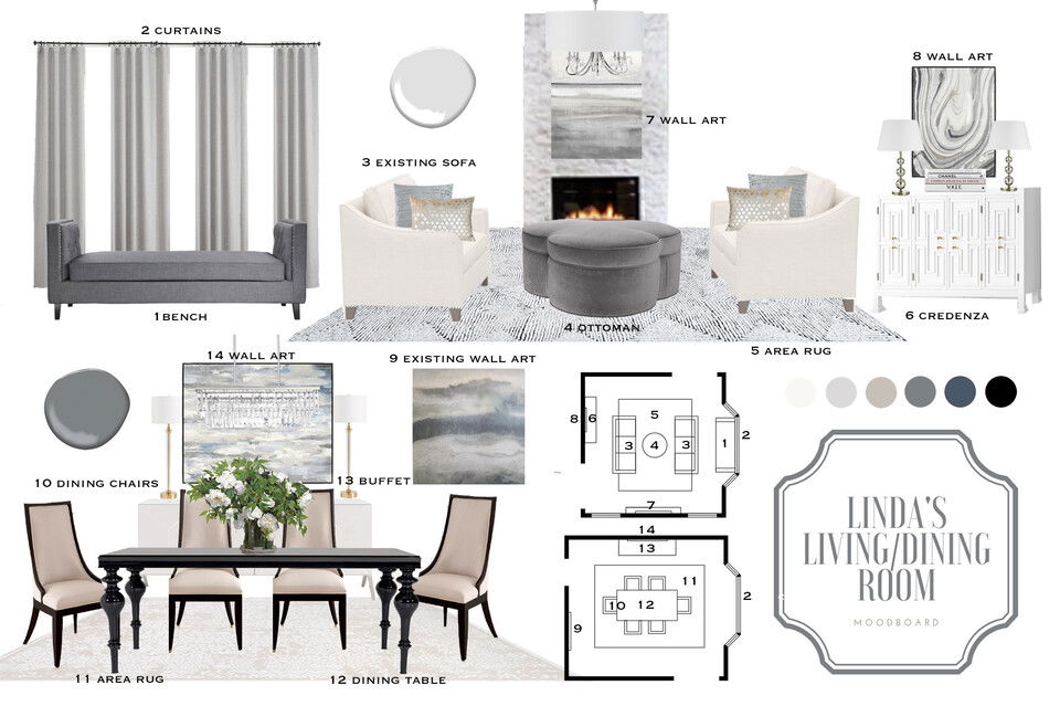 Proyecto de Dormitorio, Oficina y Entrada Transicional Moodboard 1 de MaryBeth C.