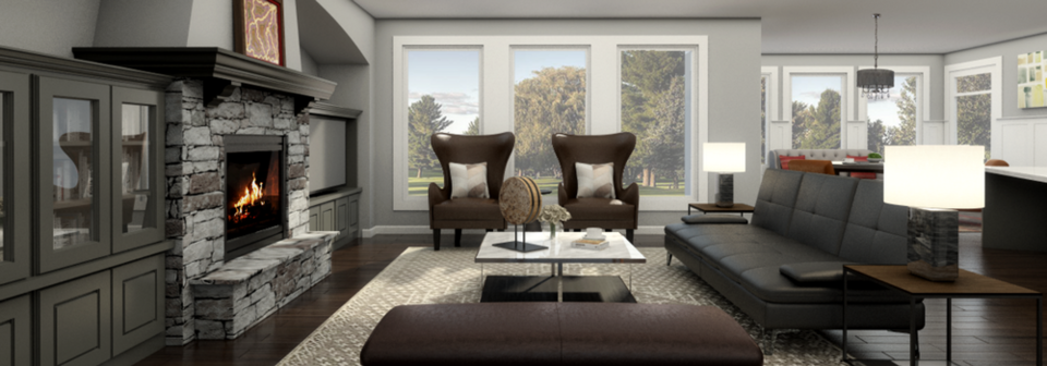 Cozy Traditional Living & Dining- After Rendering