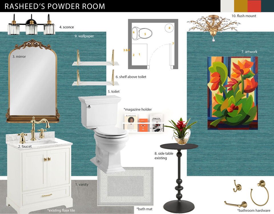 Timeless Tropical Powder Bathroom Renovation Jessica S. Moodboard 2 thumb