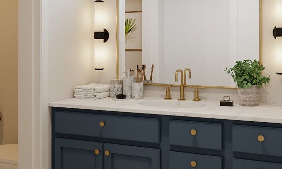 White & Blue Modern Master Bathroom Remodel