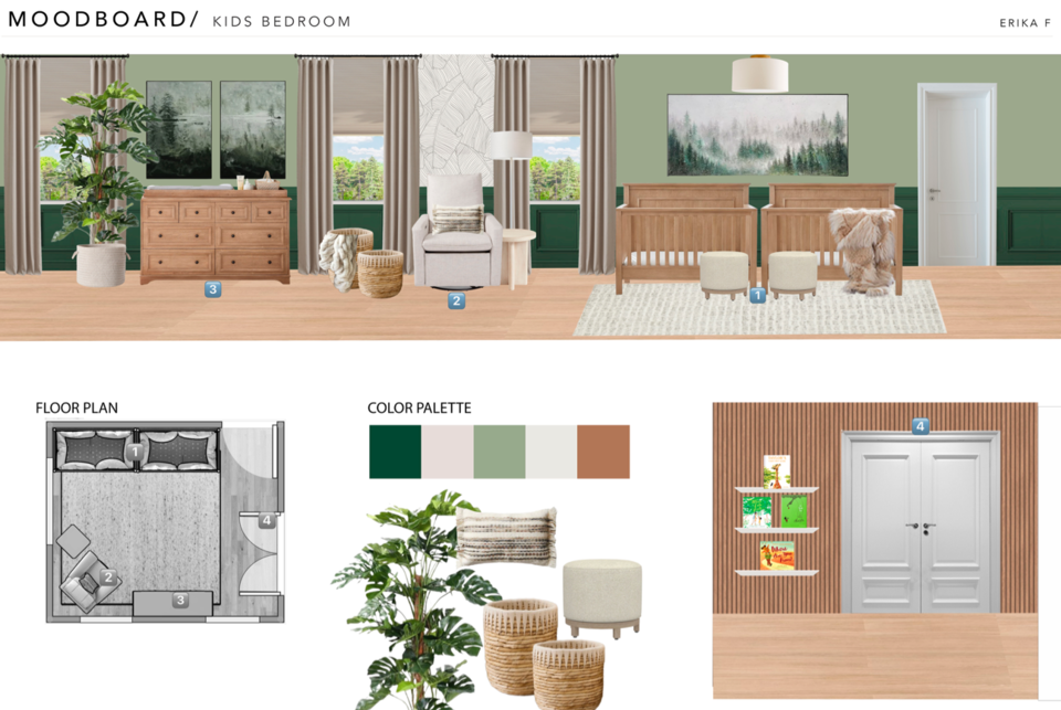 Adorable Green Twins Nursery Design Erika F. Moodboard 1 thumb