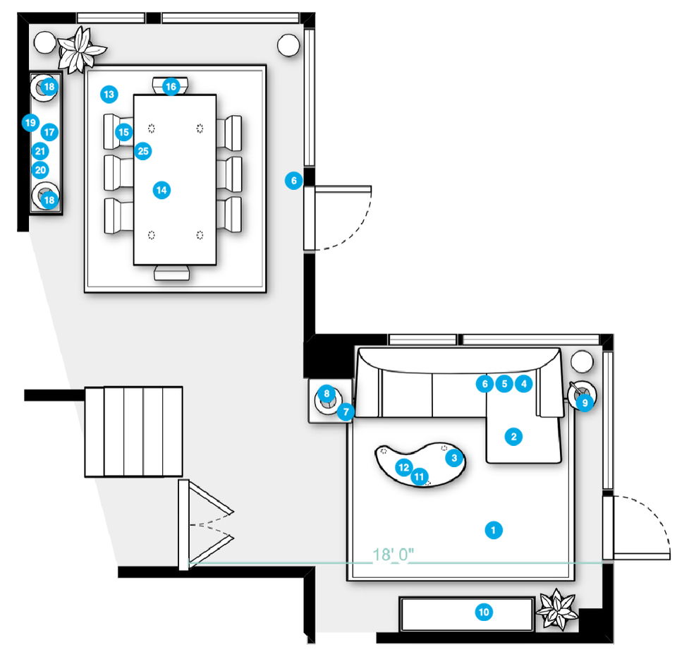 Online Designer Combined Living/Dining Floorplan