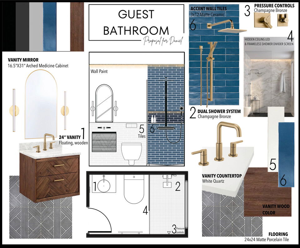 Mid-Century Modern Guest Bathroom Remodel Darya N. Moodboard 1 thumb