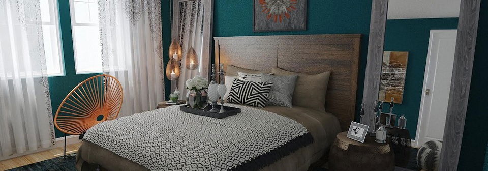 Eclectic Stylish Bedroom- After Rendering