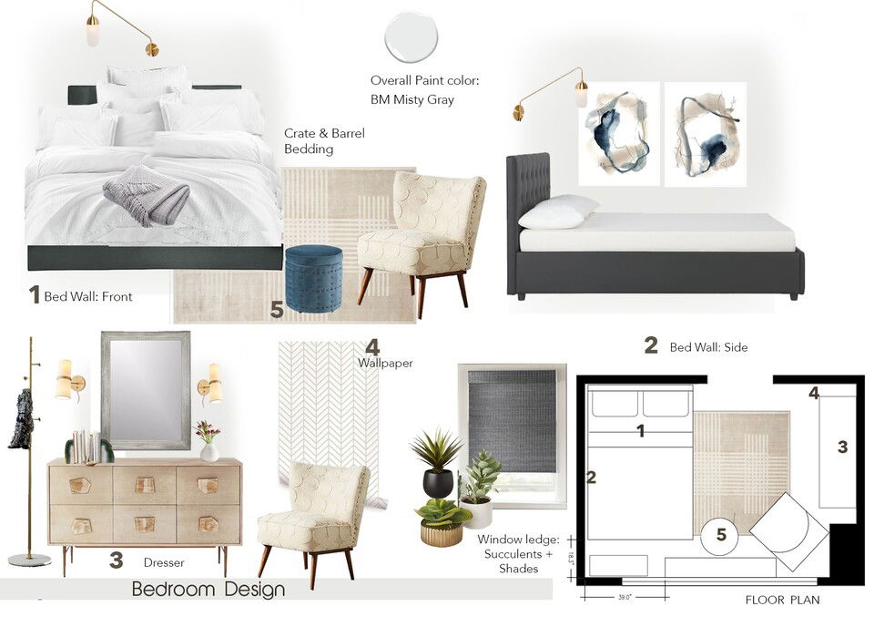 Proyecto de diseño de dormitorio contemporáneo, elegante y natural Tablero de inspiración 1 de Tiara M.