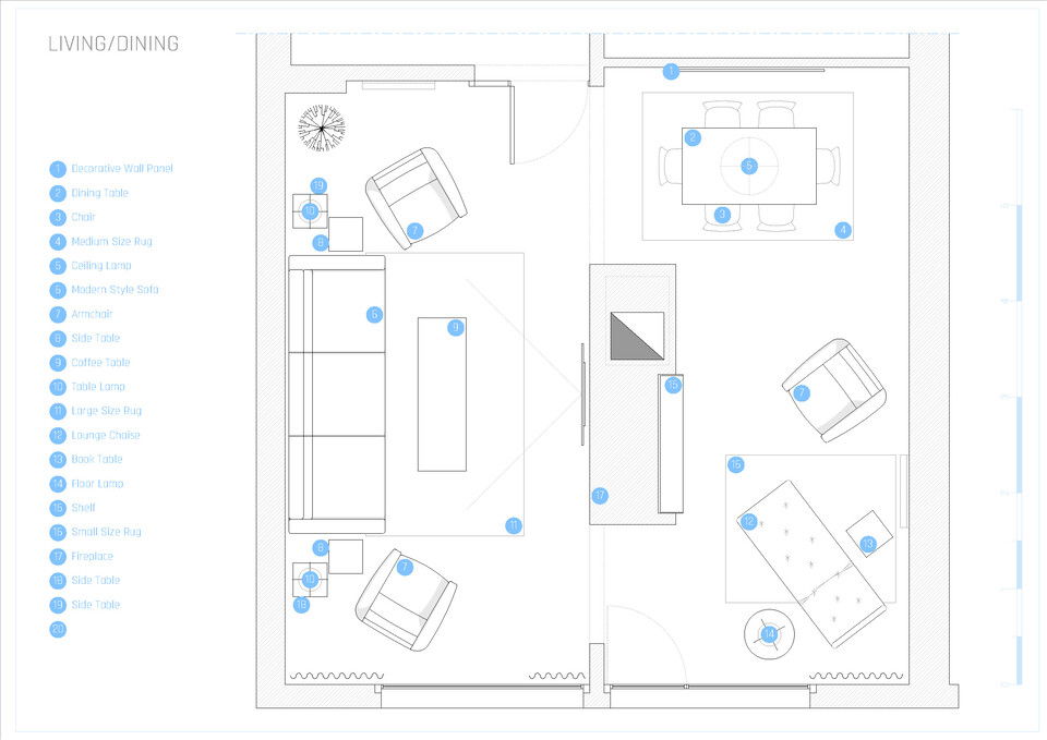 Online Designer Combined Living/Dining Floorplan