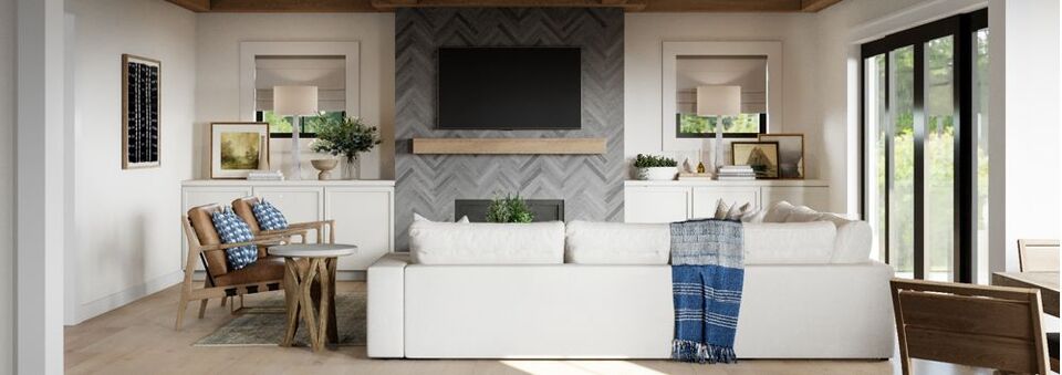 Modern Rustic Family Room with Screened-In Porch