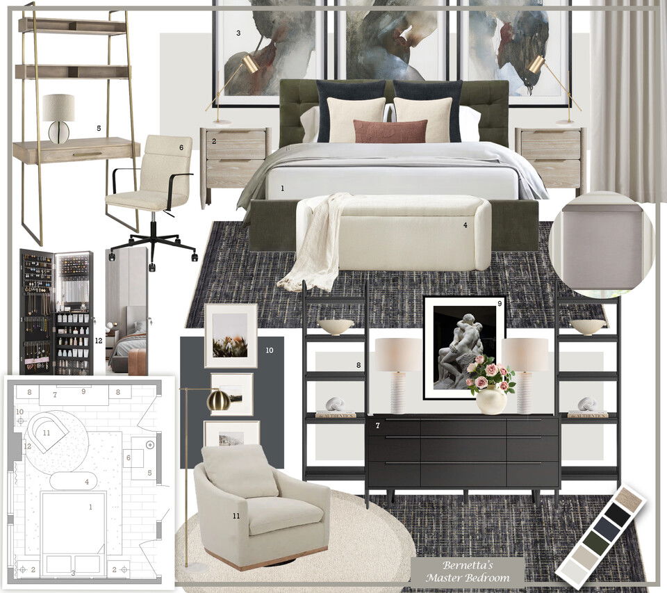 Sophisticated Transitional Bedroom Renovation Dragana V. Moodboard 1 thumb