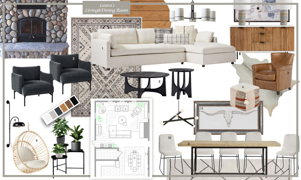 Modern Rustic Cabin Living Room Design  Dragana V. Moodboard 2 thumb