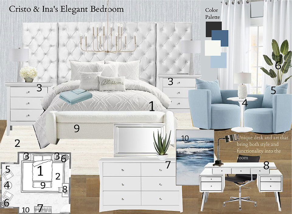 Transitional Vaulted Ceiling Bedroom Design KaSonndra L. Moodboard 1 thumb