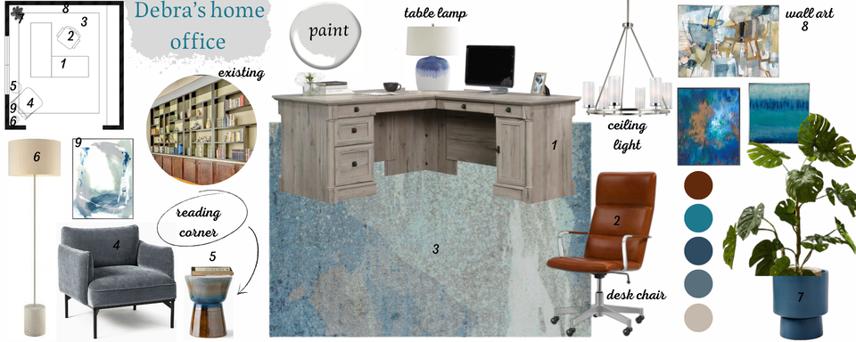 Sleek & Contemporary Home Office Transformation Sahar M. Moodboard 1 thumb