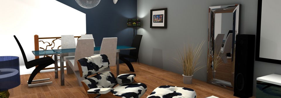 Sala/ Comedor Glamuroso - Renderizado Después