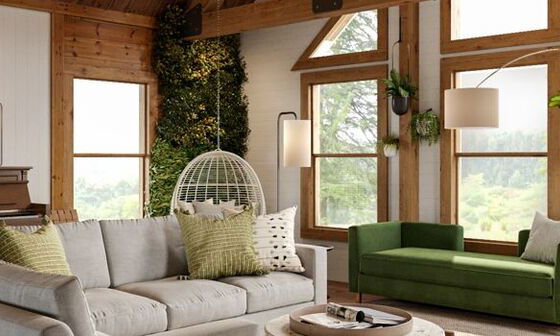 Modern Rustic Cabin Living Room Design 