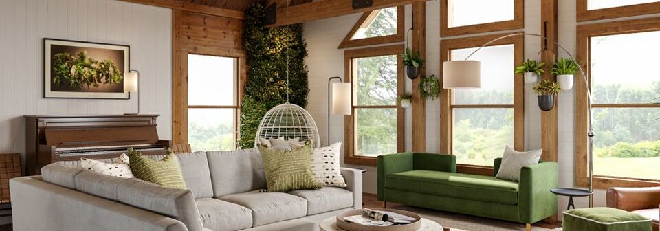 Modern Rustic Cabin Living Room Design 