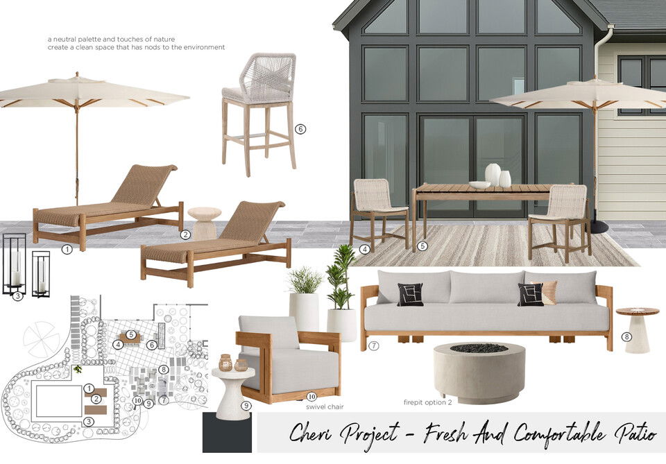 Fresh & Comfortable Patio Design Renovation Maya M. Moodboard 2 thumb