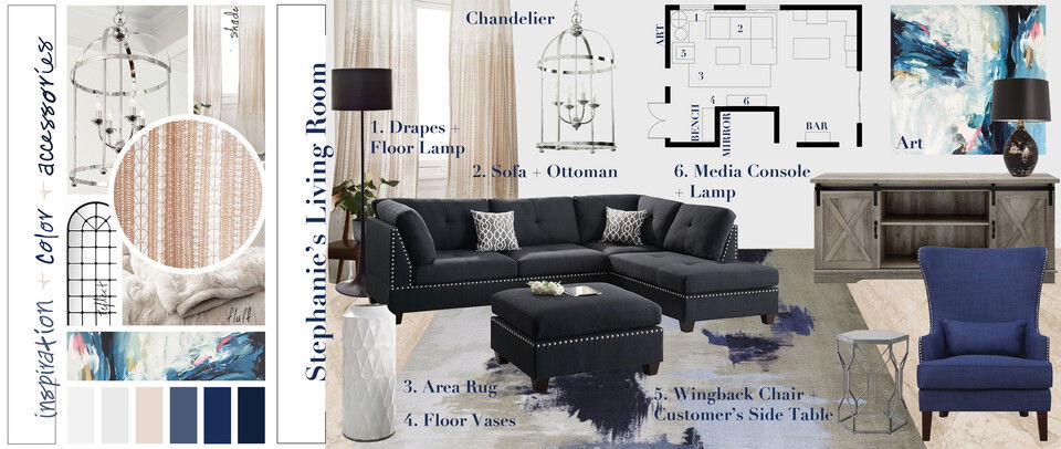 Gray Tones for Transitional Living Room Lauren A. Moodboard 2 thumb