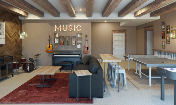 Basement Music and Game Room