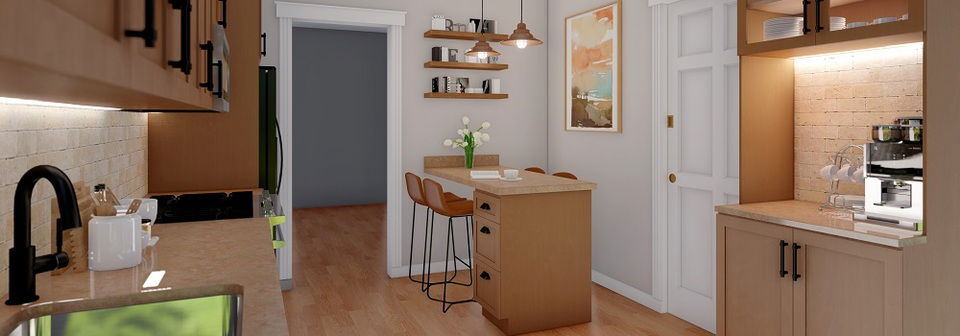 Ideas de Decoración de Cocina Ecléctica Neutra - Renderizado Después