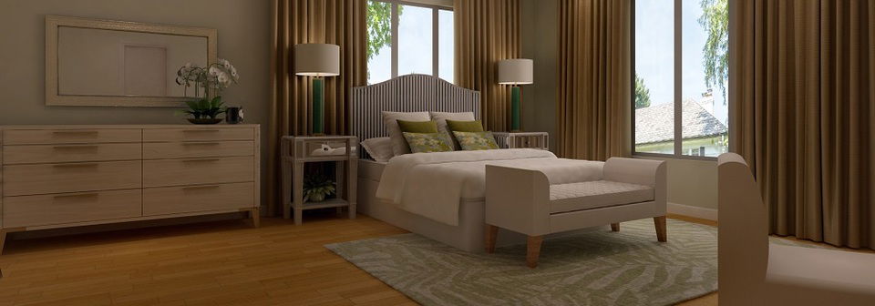 Elegant Open Living + Serene Bedroom Design- After Rendering