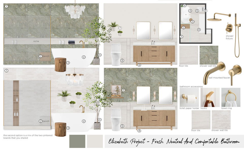 Fresh, Neutral & Comfortable Bathroom Design Maya M. Moodboard 1 thumb