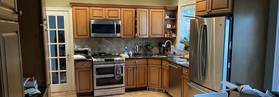 Transitional Kitchen With Island Pendants- Before Photo