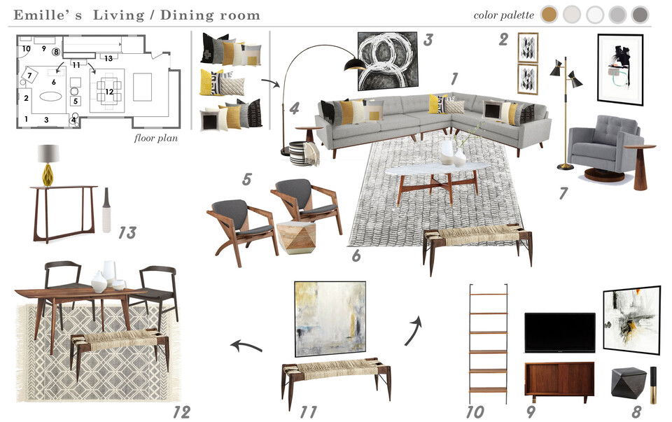 Mid Century Interior Design Ideas Marina S. Moodboard 1 thumb